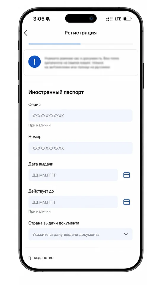 ruID ичиндеги чет өлкөлүк паспорттун маалымат формасы