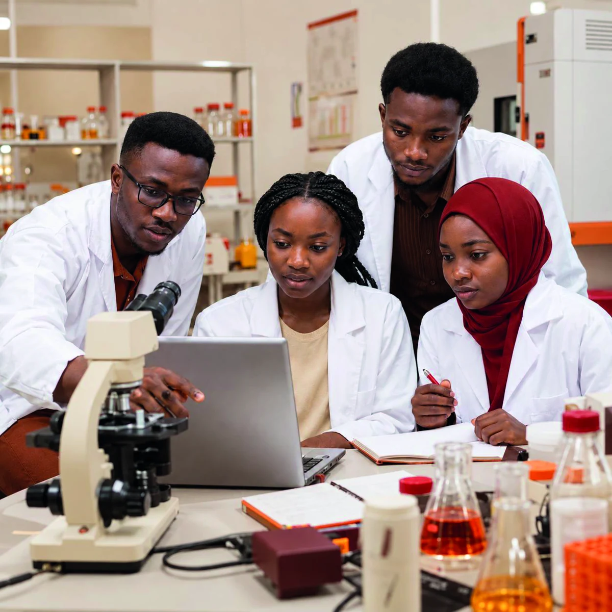طلاب من أفريقيا يعملون في مختبر بإحدى الجامعات الروسية