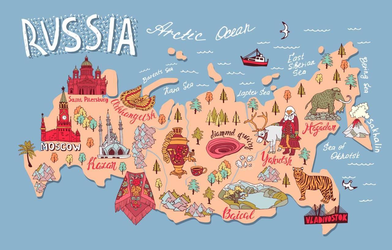 Карта России с сувенирами